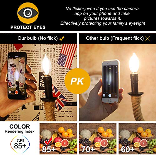 Crlight 6W 3000K Dimmable Led Candelabra Bulb Soft White, 65W Equivalent 650Lm, E12 Base Led Filament Chandelier Light Bulbs, Antique Edison Clear Glass B10 Candle Decorative Bulbs, Pack Of 8 #TOP5