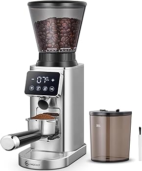 AMZCHEF Molinillo de Café Eléctrico con Soporte Desmontable y Contenedor | Panel Táctil LCD | 24 Regulable de Molido Molinillo de Café con Muelas para Espresso/Drip/Pour Over/Cold Brew/French Press0