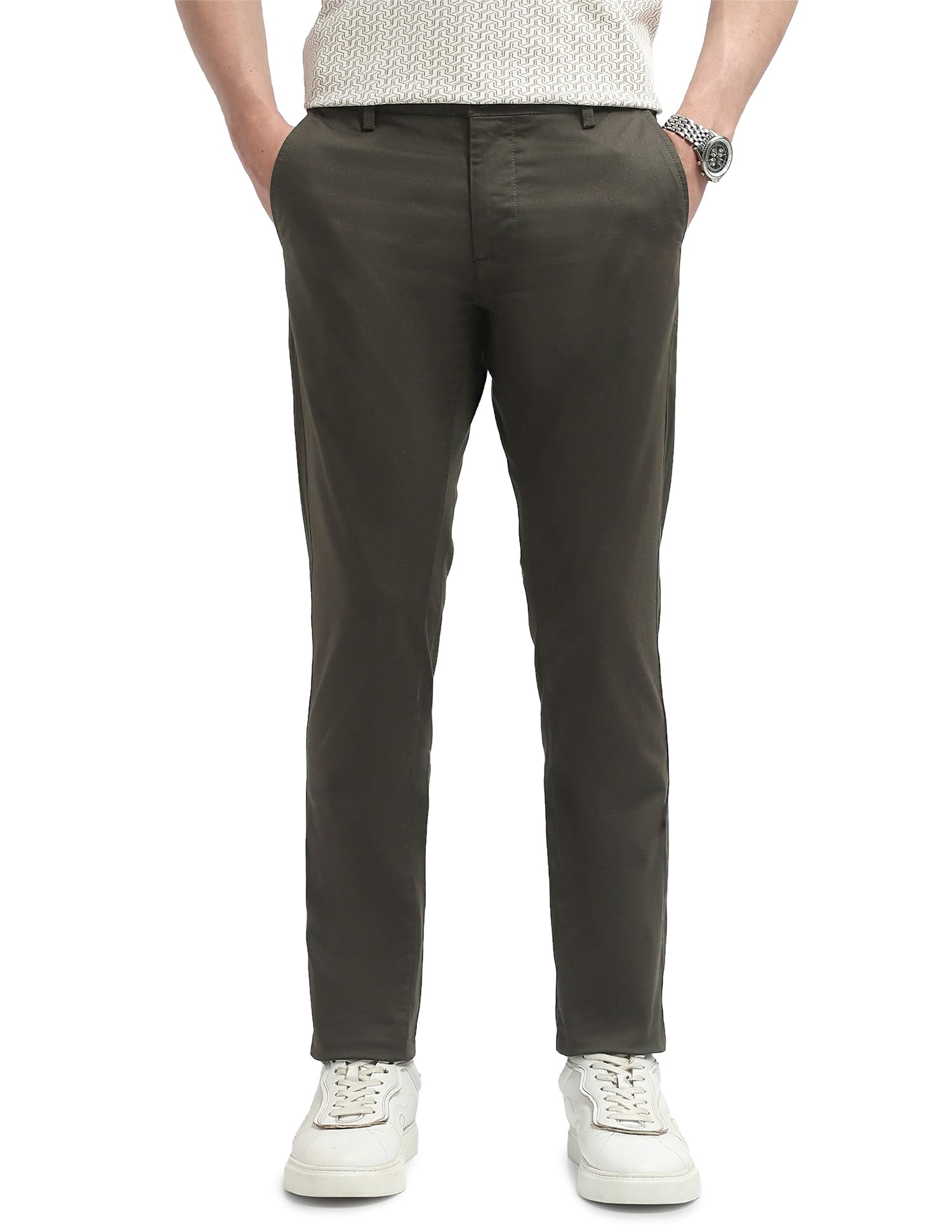 arrow sports Arrow Sport Men's Bronson Slim Fit Dobby Trousers-picture-21