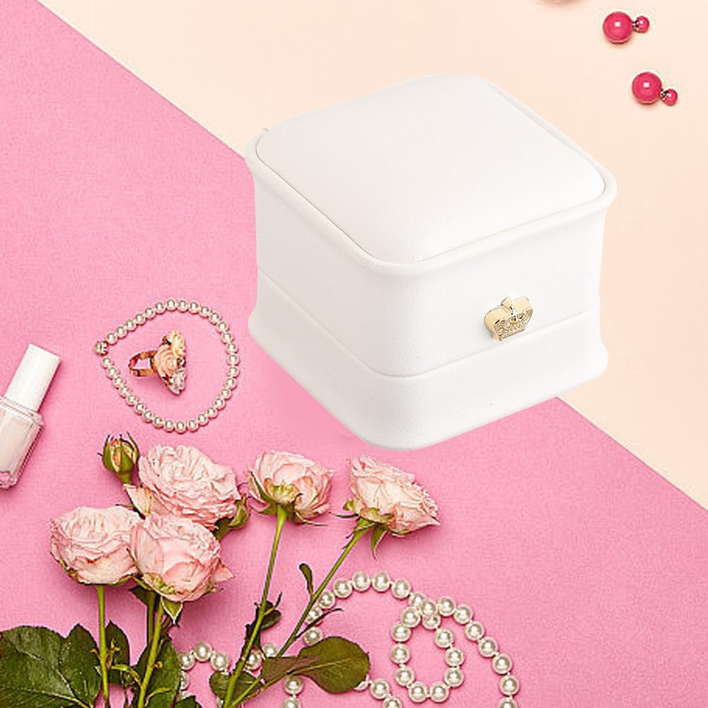 2PCS Small PU Leather Jewelry Organizer Box White Velvet Luxury Pendant Necklace Gift Boxes Jewelry Storage Display Case for Proposal Engagement Wedding Anniversary Birthday Valentine's Day - Image 5