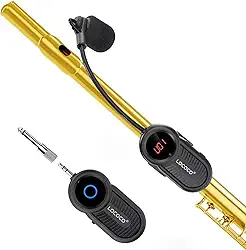 Sistema de microfone de flauta sem fio UHF: receptor e transmissor de microfone de instrumentos de música de sopro, alcance de 50 metros com tela digital, para flauta, picolo, clarinete