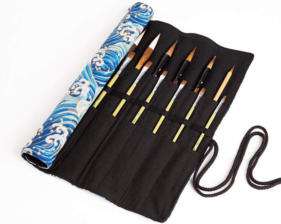 A AIFAMY 30 Pockets Artist Paint Brush Roll Up Bag Holder Canvas Pouch Case