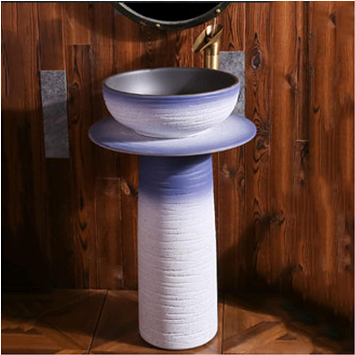 Full Pedestal Art Bathroom Basin Sink freestanding Pedestal Bathroom Sink Pedestal Hard and use (Color : K Size : Without Mirror (Q Without Mirror)) (G Without Mirror)