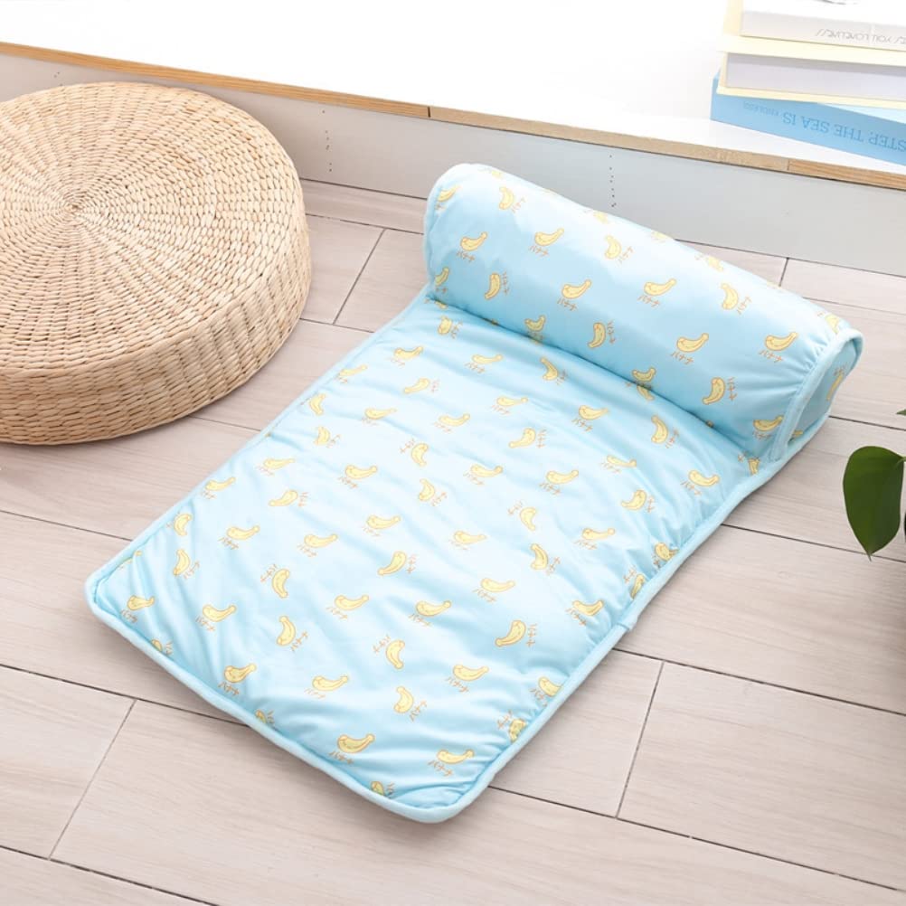 spier Tapis rafraîchissant en Soie glacée pour Animal Domestique - pour Chien et Chat - 60 x 40 cm (Banane Bleue)