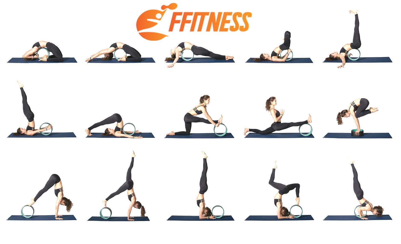 Ruota per Yoga | Cerchio Anello per attività Fitness, Pilates, Palestra, Body Training, Stretching | Circle Wheel Rullo in plastica ABS e TPE antibatterico