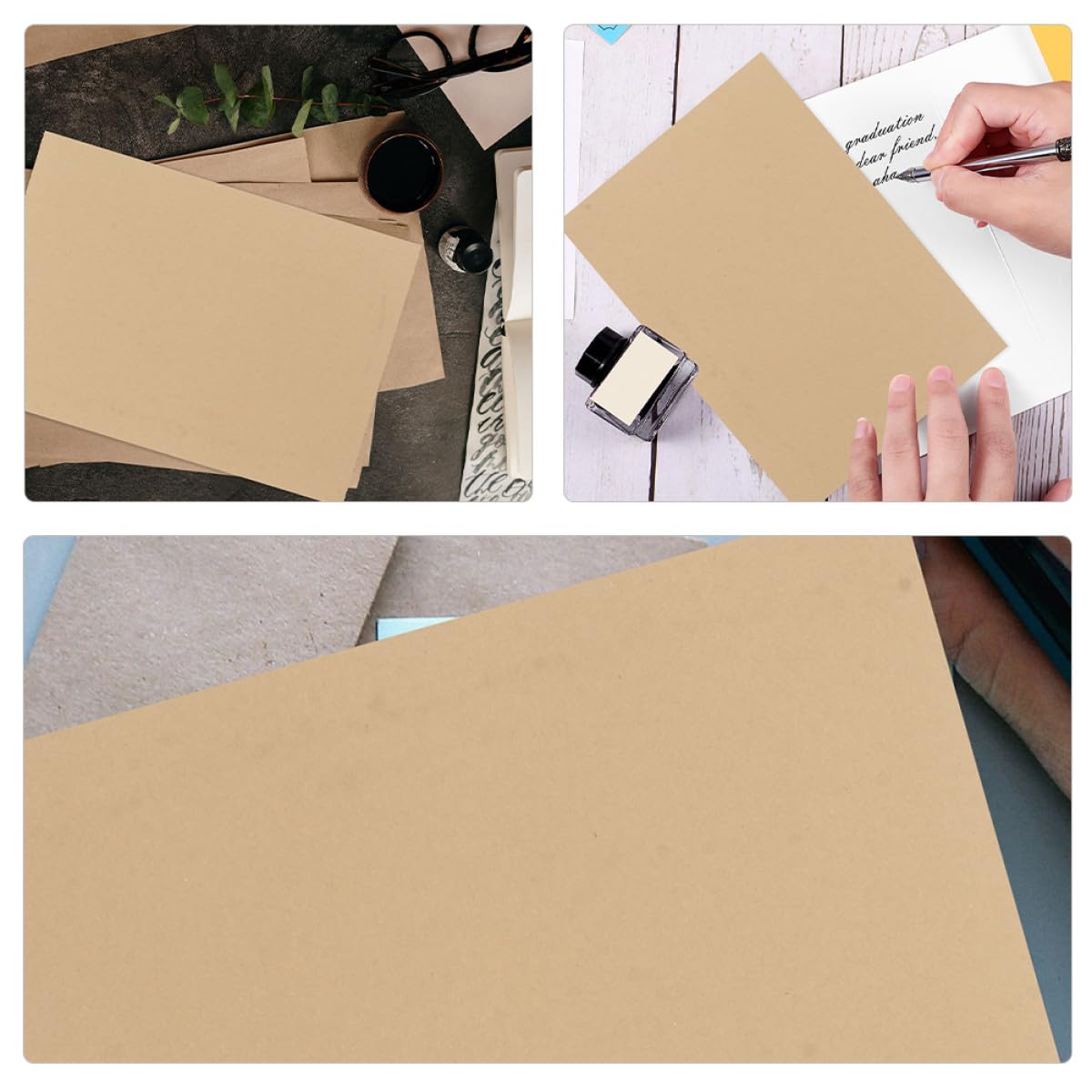 OATIPHO A4 Briefpapier aus Braunem Kraftpapier 160g 100 Blatt Vintage Schreibpapier für Vielseitige Nutzung und Handschriftliche Briefe