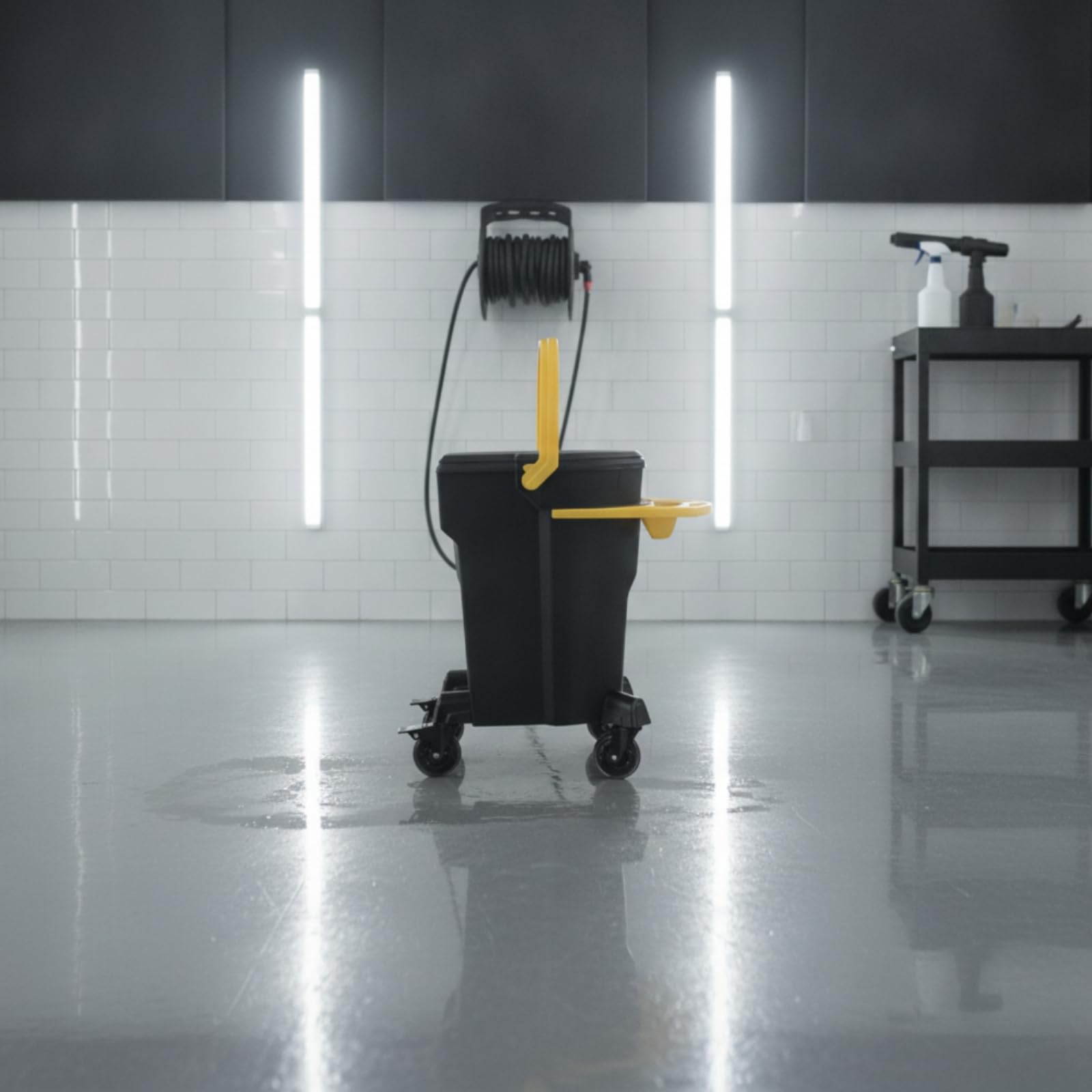 Cubo Lavado con Ruedas Multiuso Bal Limpieza con Ruedas Ahorra Espacio Cubeta Portátil para Automovilistas, Garaje
