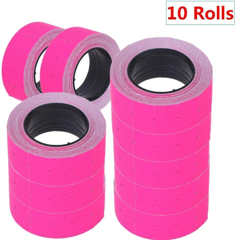 10 Rolls Price Labels for MX-5500 Price Gun Stickers 4000pcs Pink Price Gun Labels for Retail Shop Office Pricemarker Labels (Pink)