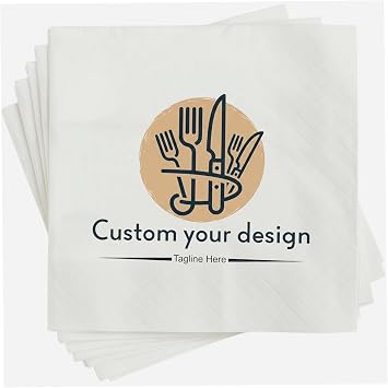 Noni Customized Logo Image Text Napkins Pack 15 30 50 100 200 500 1000, Personalized Napkins For Party, Printed Business Wedding Monogrammed Cocktail Papers, Logo Napkin For Company, Club, Group