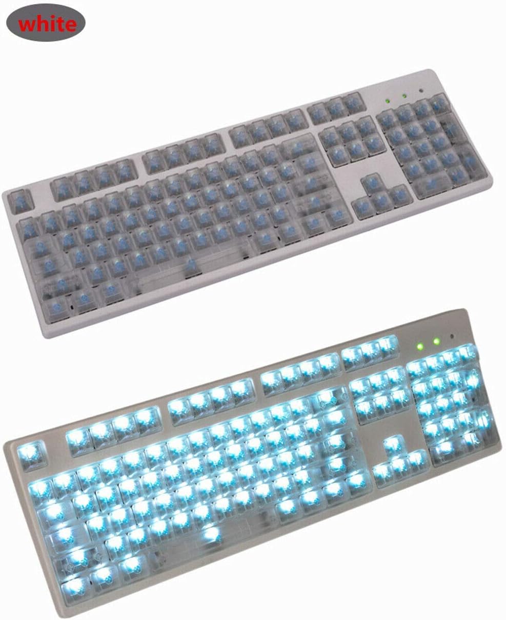 104 Keys Clear Keycaps Blank Non Printed Transparent Keycaps Backlit Keycap ANSI Layout OEM Profile for Cherry MX Mechanical Keyboard (Black)