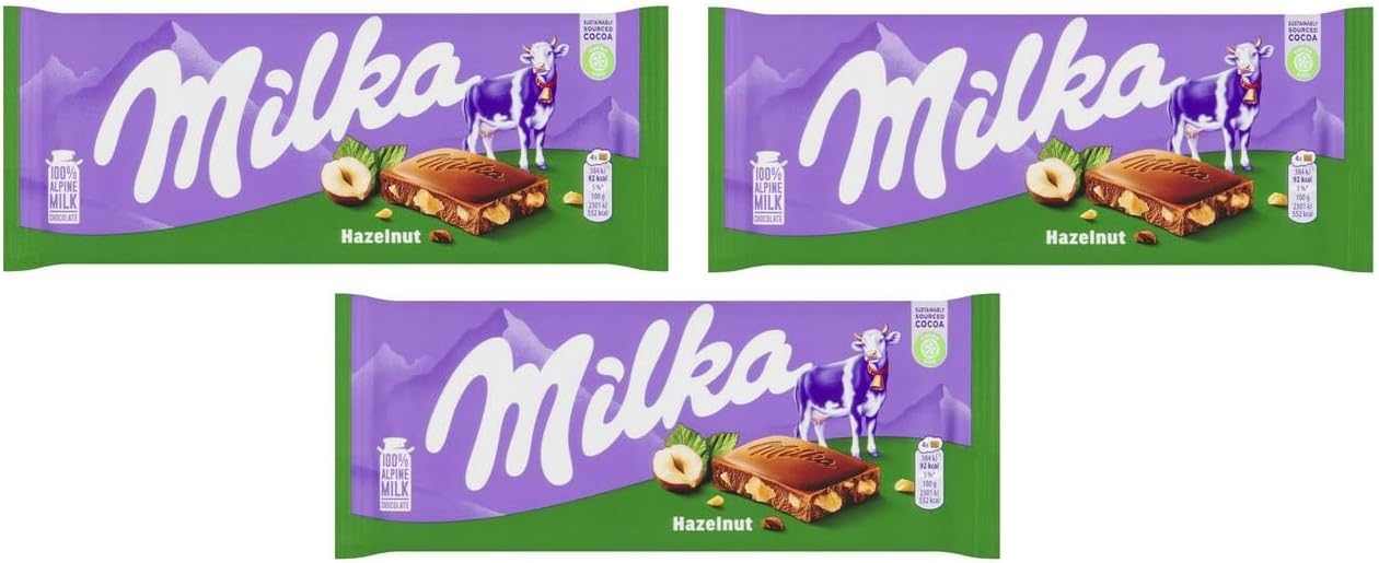 Indulge in Milka's Hazelnuts Chocolate Bar - 3 Pack Delight
