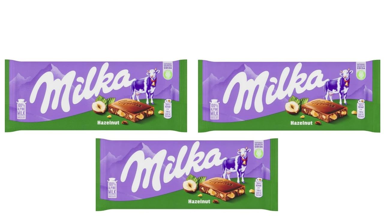 Indulge in Milka's Hazelnuts Chocolate Bar - 3 Pack Delight