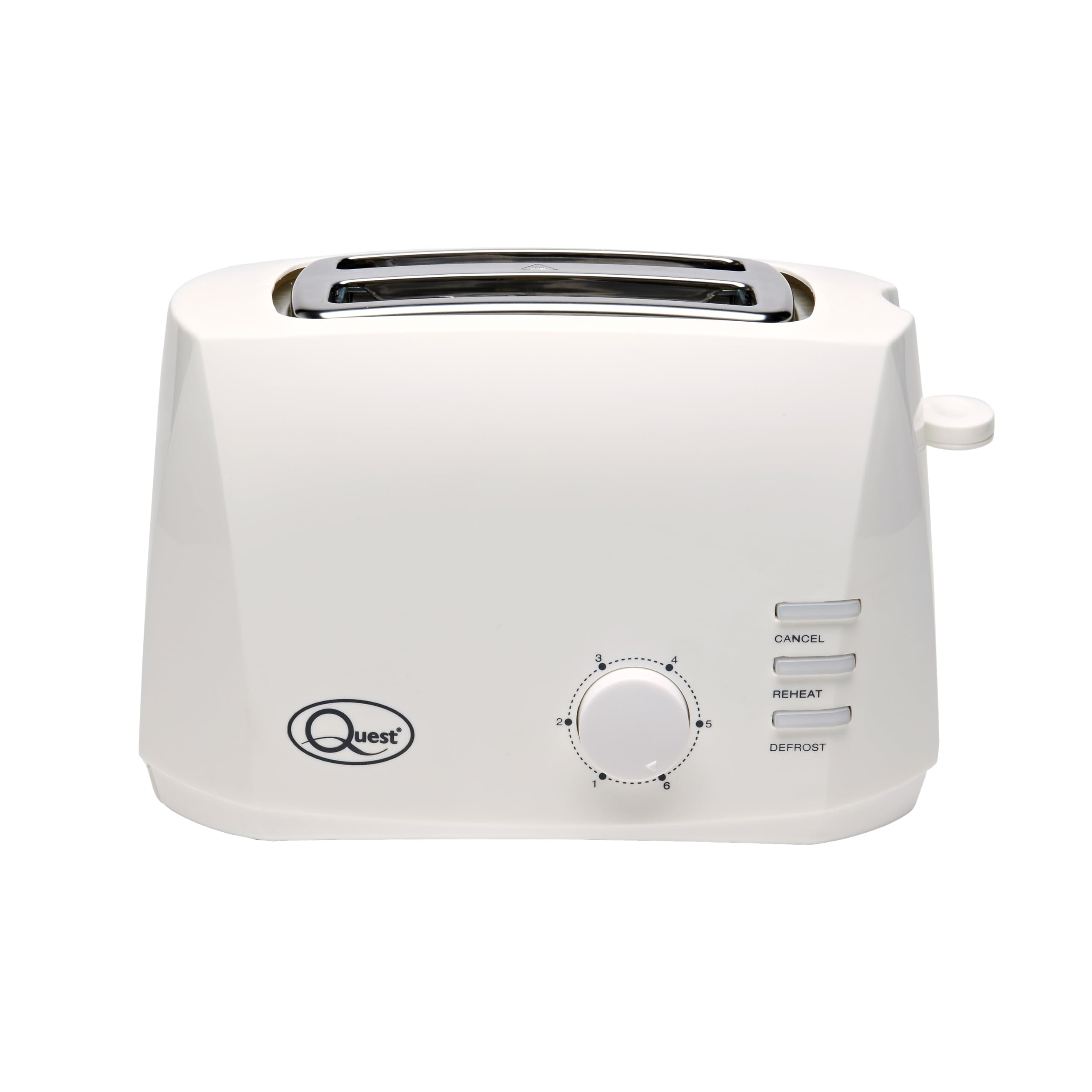 Quest 2 Slice Toasters with Extra Wide Slots / 6 Browning Levels/Reheat & Defrost/Crumb Tray & Cord Storage / 800W (White)