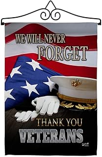 We will Never Forget Garden Flag - Set Wall Hanger Armed Forces Service All Branches Support Honor United State American Military Veteran Official - House Yard Gift Double-Sided 13 X 18.5