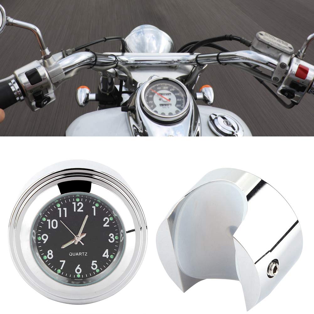 Zegarek EVGATSAUTO na kierownicę motocykla, 7/8 "1" zegarek na kierownicę motocykla Precyzyjny zegar tarczowy (czarny)
