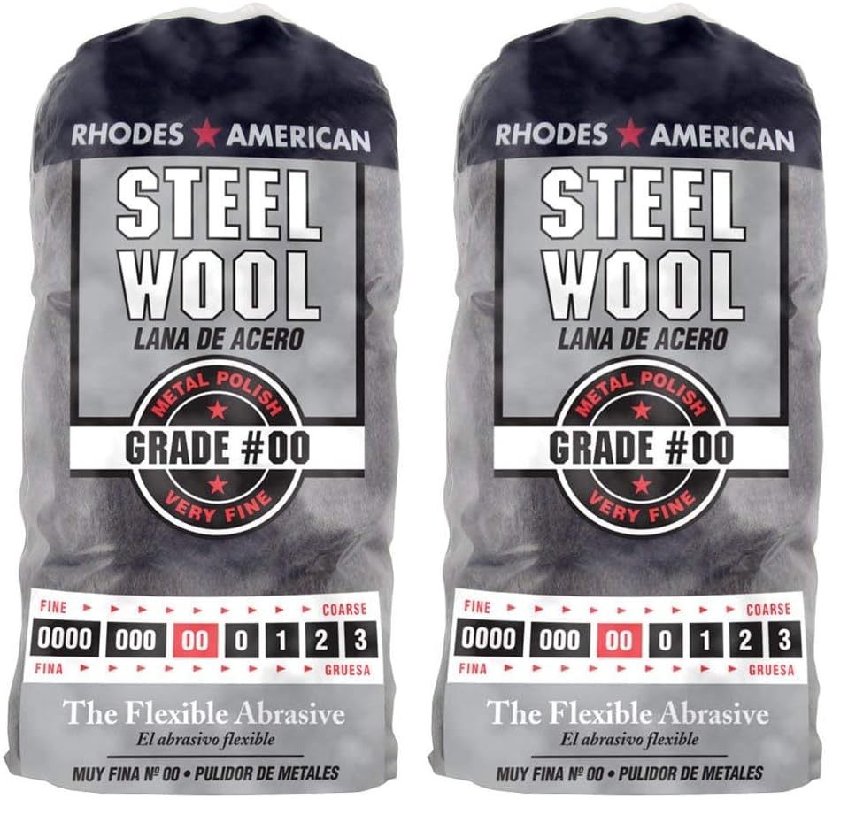 Image of Homax Rhodes American Metal Polishing Steel Wool, Very Fine Grade #00, 12 Pads (Pack of 2)