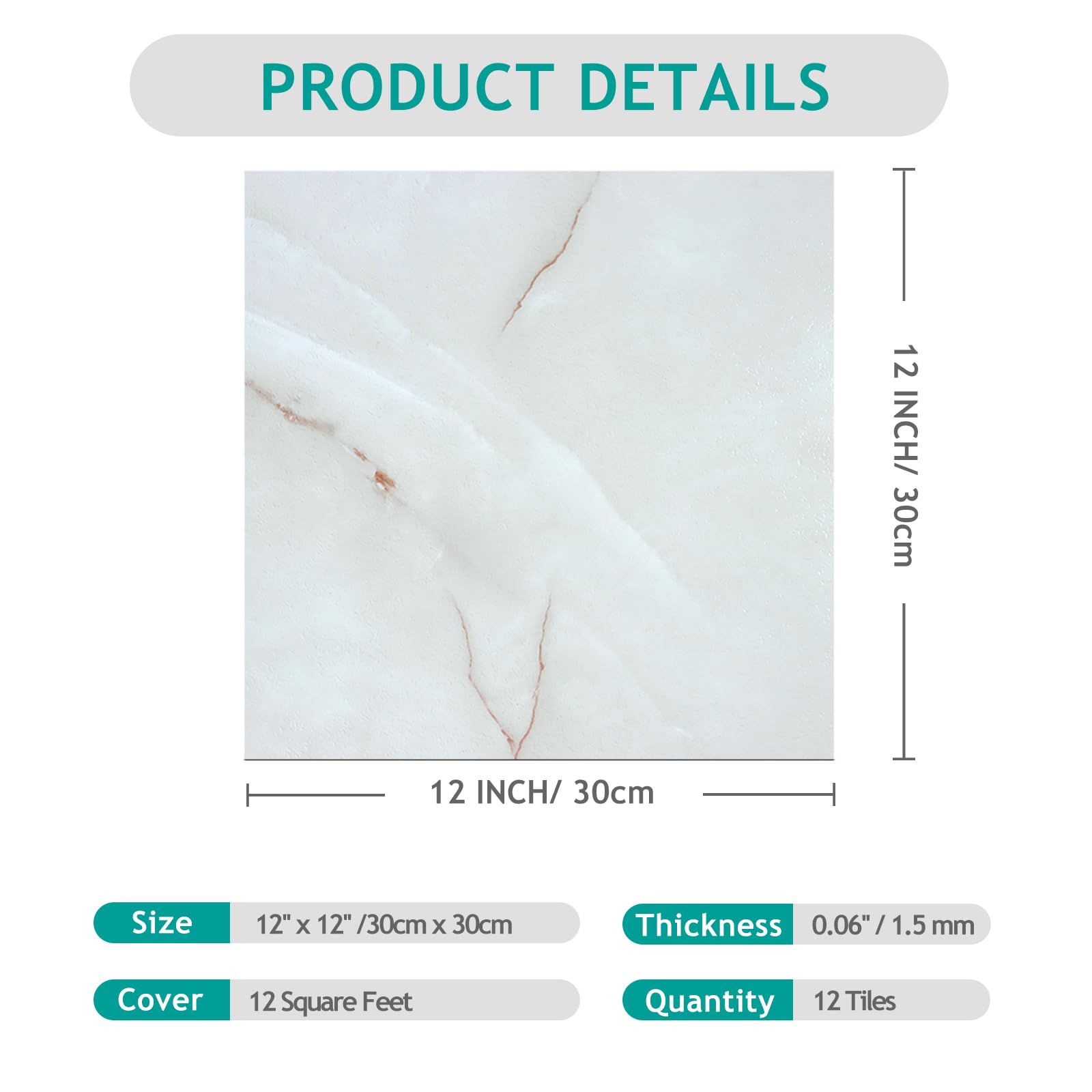 VEELIKE Pavimento PVC Adesivo Effetto Marmo Grigio Nebbioso Piastrelle Adesive Cucina Marmo Bianco Oro Piastrelle Adesive Pavimento Bagno Impermeabile Camera da Letto Soggiorno 30cm x 30cm 12 Pezzi