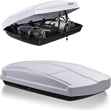 15.5 Cu Ft White Sun-Reflective Roof Rack Cargo Carrier, Rooftop Cargo Carrier Hard Shell with Security Keys, Cargo Box, Rainproof Cargo Carrier for Top of VehicleTool-Free Install