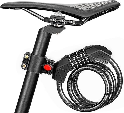 Cable de bloqueo de bicicleta, cerradura de bicicleta de bobina de combinación reiniciable de 5 dígitos de alta seguridad, cerraduras de cable