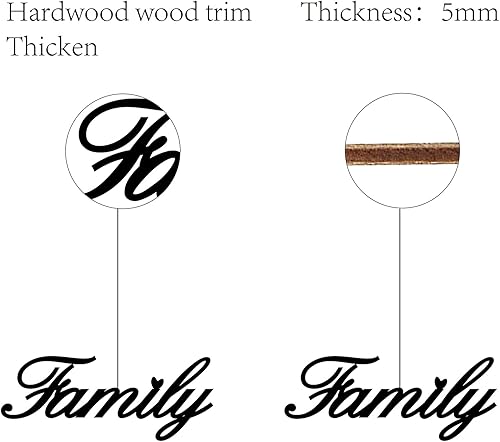 Miniatura 3 de CREATCABIN Letrero familiar de madera para decoración de pared, letras recortadas con corte láser, accesorios decorativos modernos para sala de