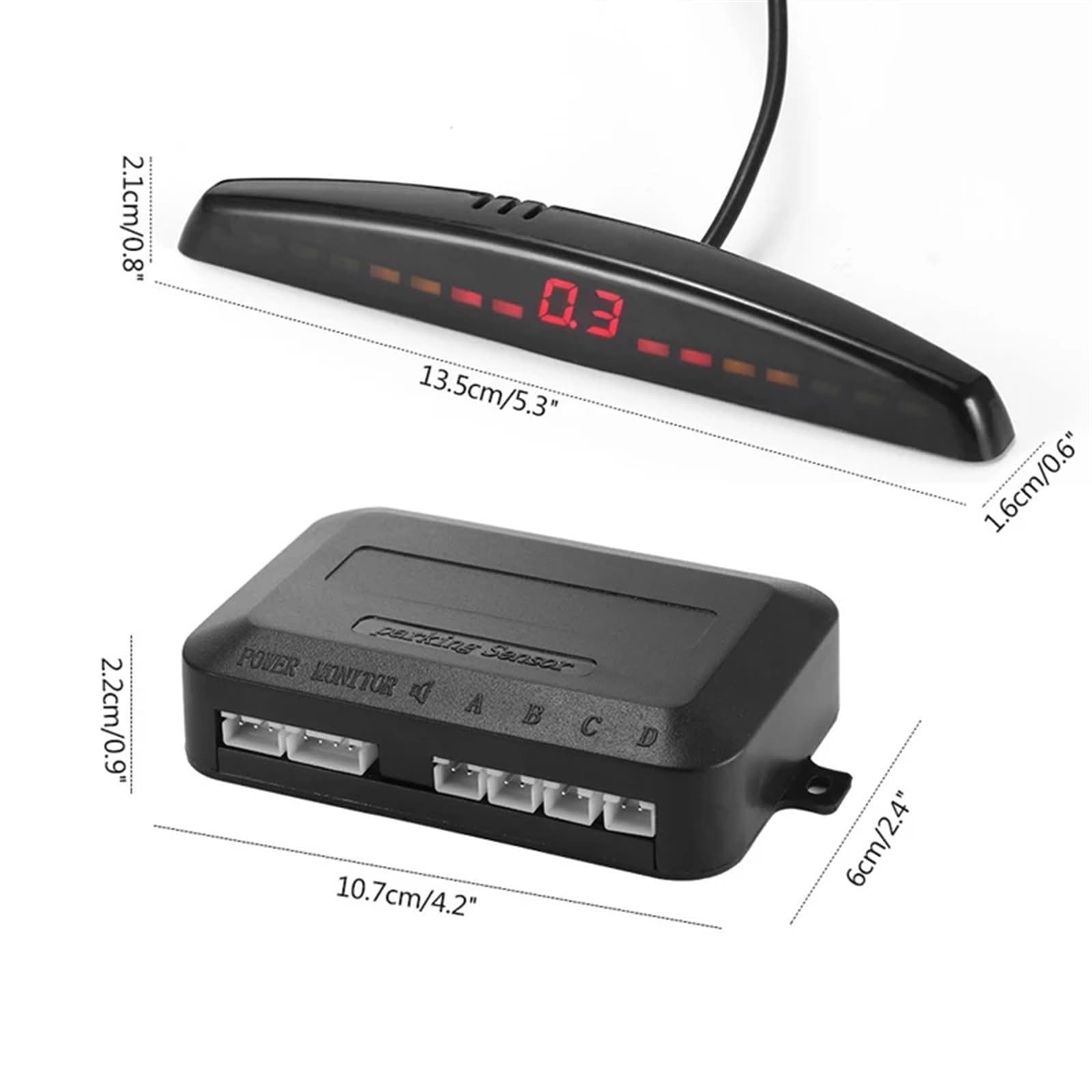Radar De Recul Parktronic Détecteur Voiture Affichage LED Automatique Kit Capteur Stationnement Aide Inverse Moniteur Radar Secours Détecteur Voiture Stationnement Capteur de stationnement(Le noir)