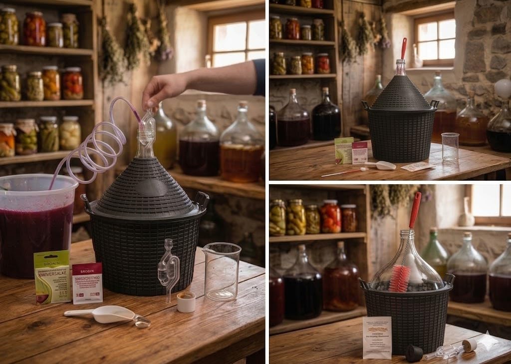 Weinset 15 L mit Glasballon, Gärröhrchen, Weinheber und Weinhefe | Komplettes Starterset zur Weinherstellung zu Hause mit 15Liter-Gärballon