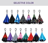 Vista 166 de SIEPASA Paraguas invertido invertido de 49/56 pulgadas, doble toldo extra grande, ventilado, resistente al viento, impermeable, paraguas de golf