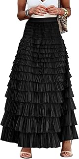 Women's Long Maxi Tulle Skirts A Line Ruffle High Waisted Tiered Layered Mesh Tutu Skirt Petticoat