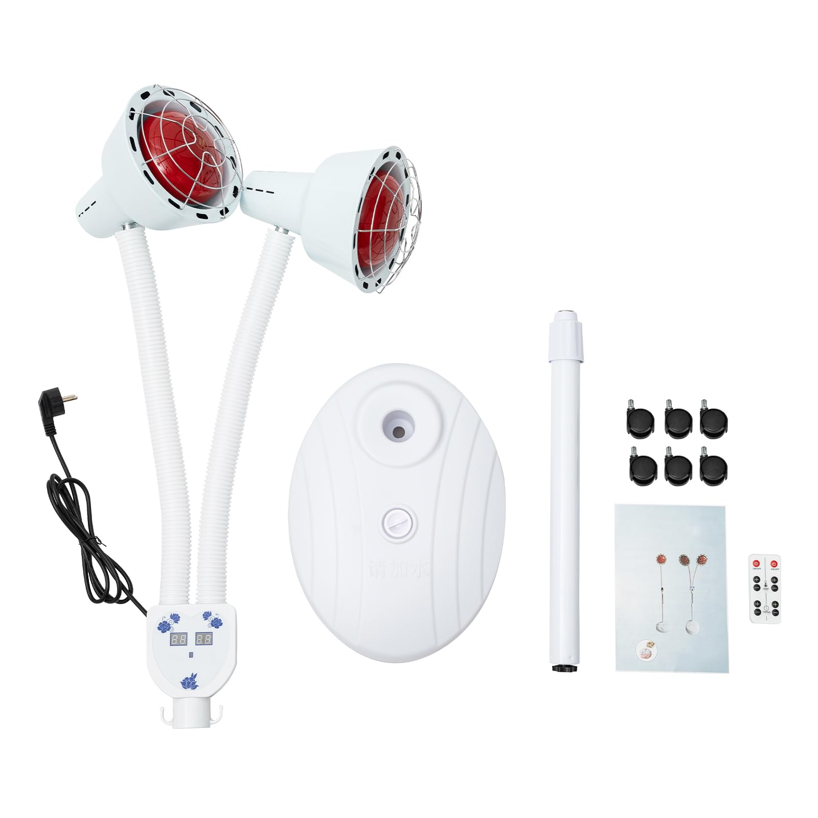 Lampe infrarouge à double tête 275 W avec tuyau réglable à 360° et télécommande pour salon de beauté, salon