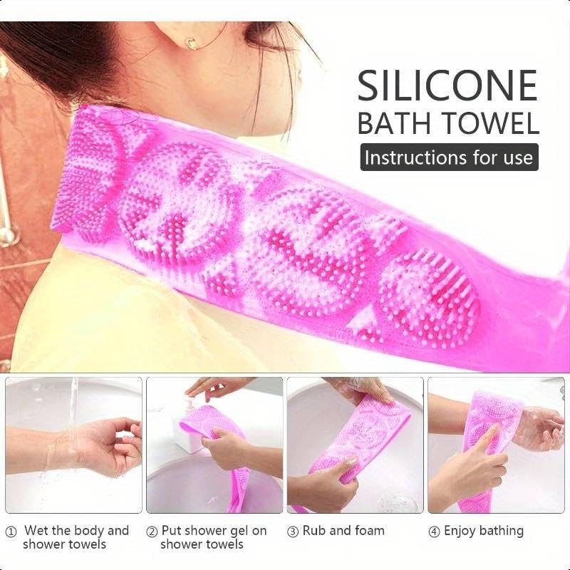 iYOGIzz Silicone Body Back Scrubber, Double-Sided Exfoliating Bath Brush | Deep Cleansing & Massage Belt for Shower & Dead Skin Removal (Medium) 2