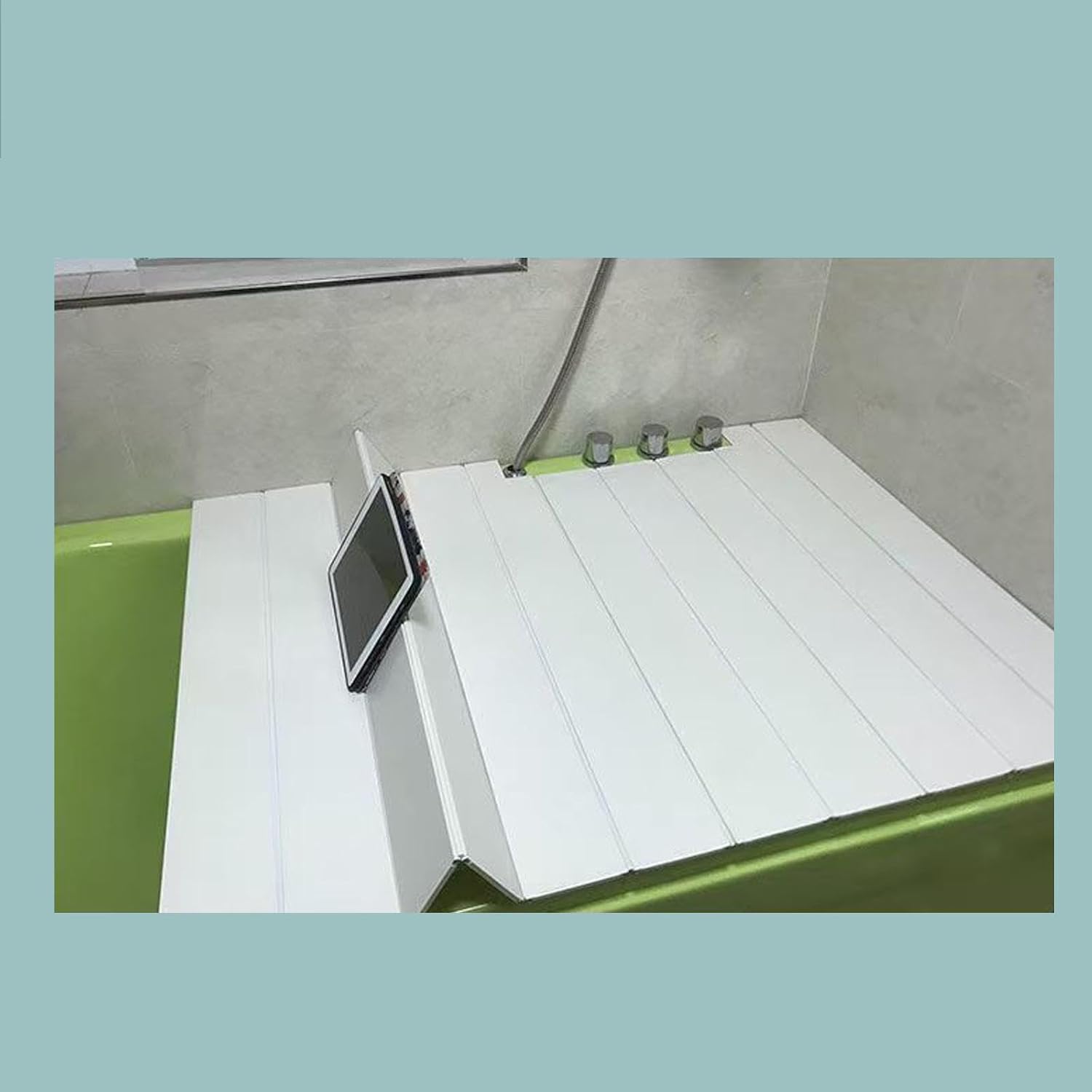 浴室用バスタブカバー &ndash; 折りたたみ式抗菌防カビ保温バスタブカバー、ホワイトデザイン、清潔を保つ、断熱防カビ防塵装飾、浴室収納用 長