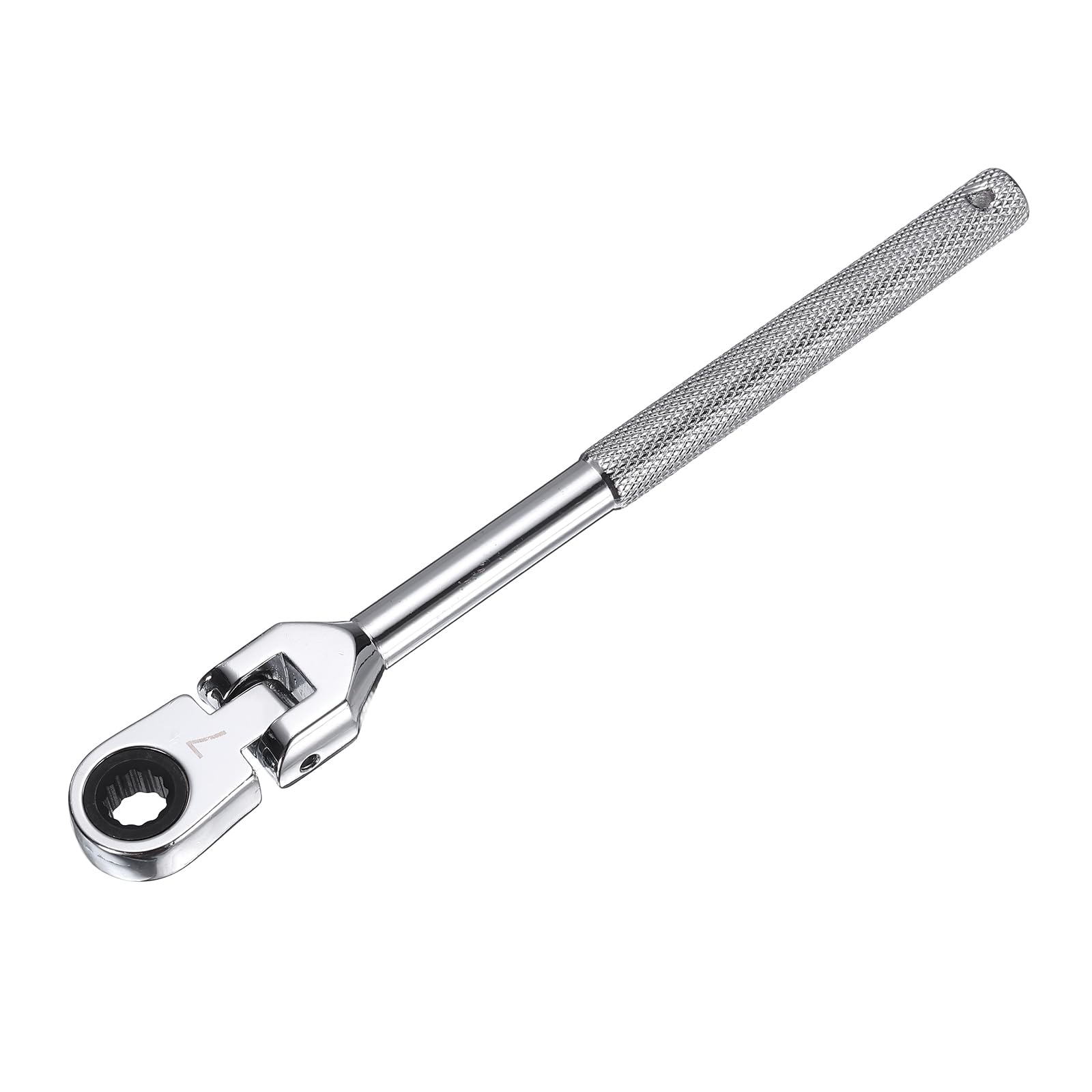 sourcing map Flex Head Ratcheting Wrench 7mm Metric Carbon Steel Chrome Plating Quick-Release 12-Point 72-Tooth Ratchet Wrench with Anti-Slip Handle for Home Auto Repair Machine Maintenance