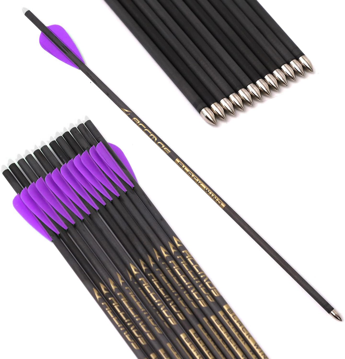 6/12/24pc Mini Crossbow Bolts 10/13 Inch Small Carbon Arrows OD 5.2mm with Steel Tips Half-Moon Nocks for Targeting Hunting Archery Outdoor Practice