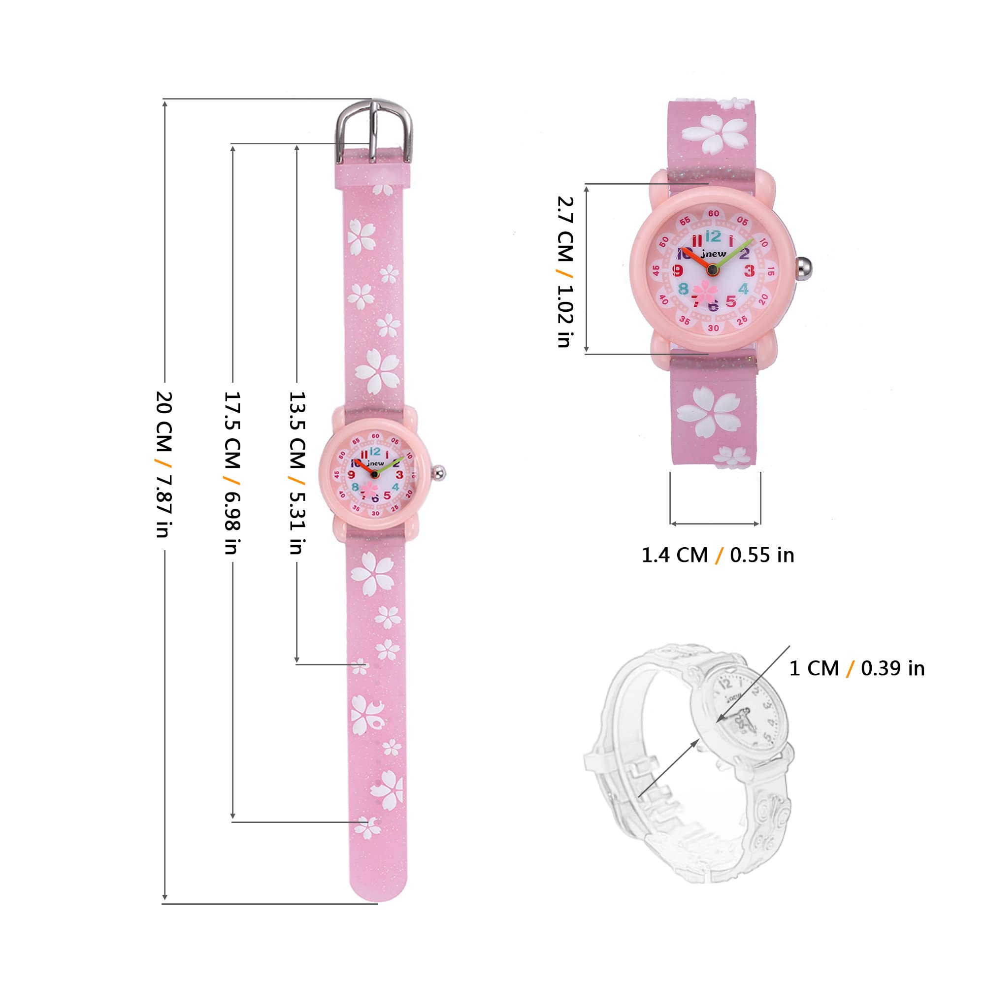 Reloj de Pulsera para Niñas Analógico Cuarzo 3ATM Impermeable 3D Dibujos Animados Correa Silicona