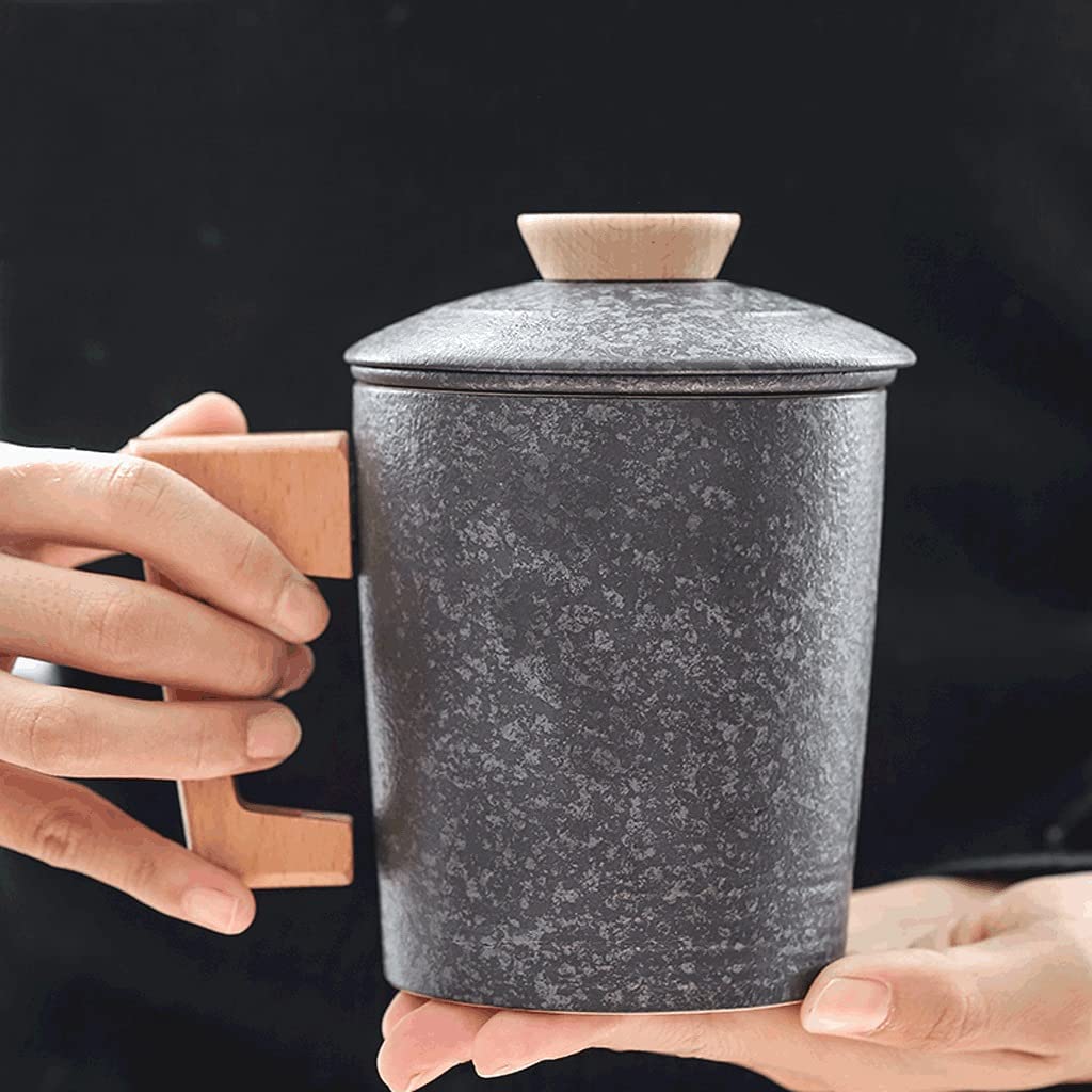 Tazzine Caffe Tazze Caffe Tazza In Ceramica In Stile Cinese Con Filtro, Semplice Tazza Da Caffè E Tazza Da Tè Con Coperchio, Tazza Multifunzionale for Bevande Zen Tazze Cappuccino(B)