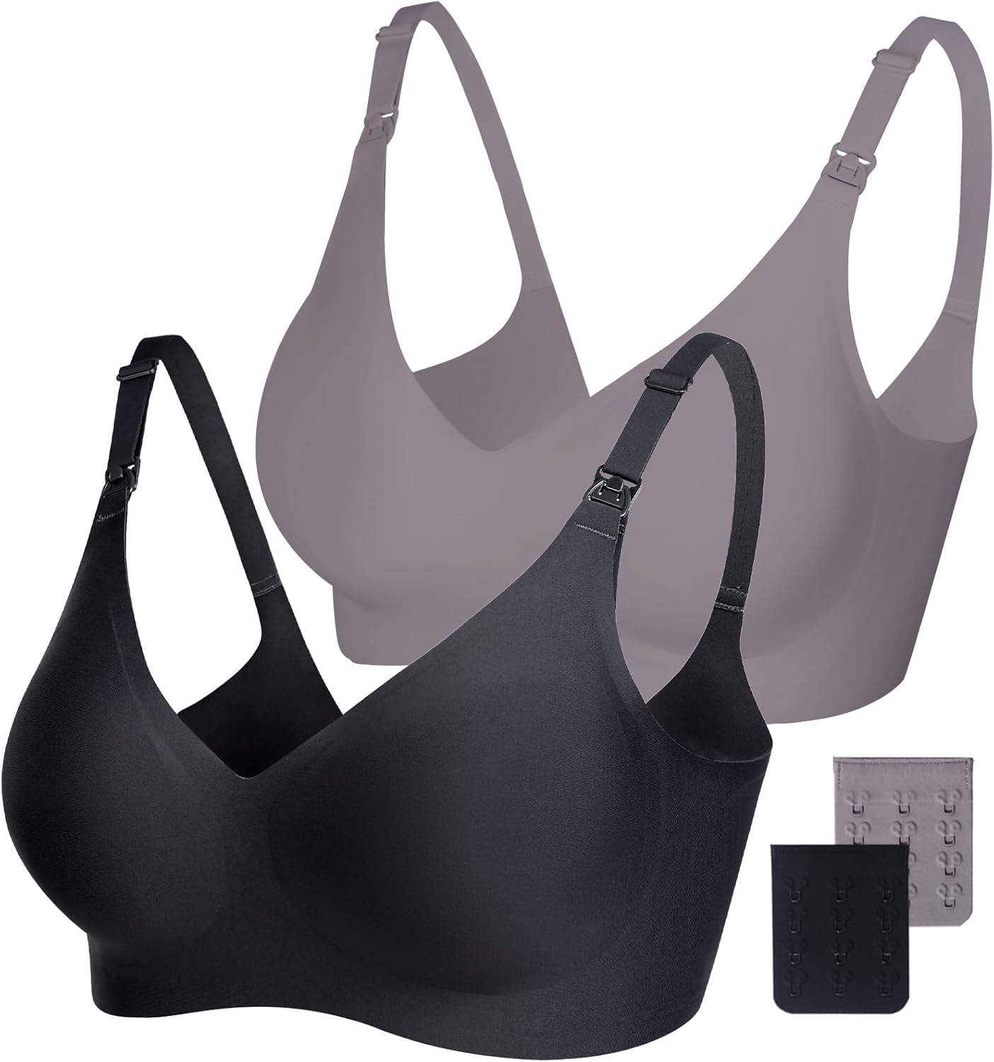 Vinfact Smooth Nursing Bras for Breastfeeding Seamless Maternity Bras for Pregnancy Wireless Bralette with Extra Bra Extender