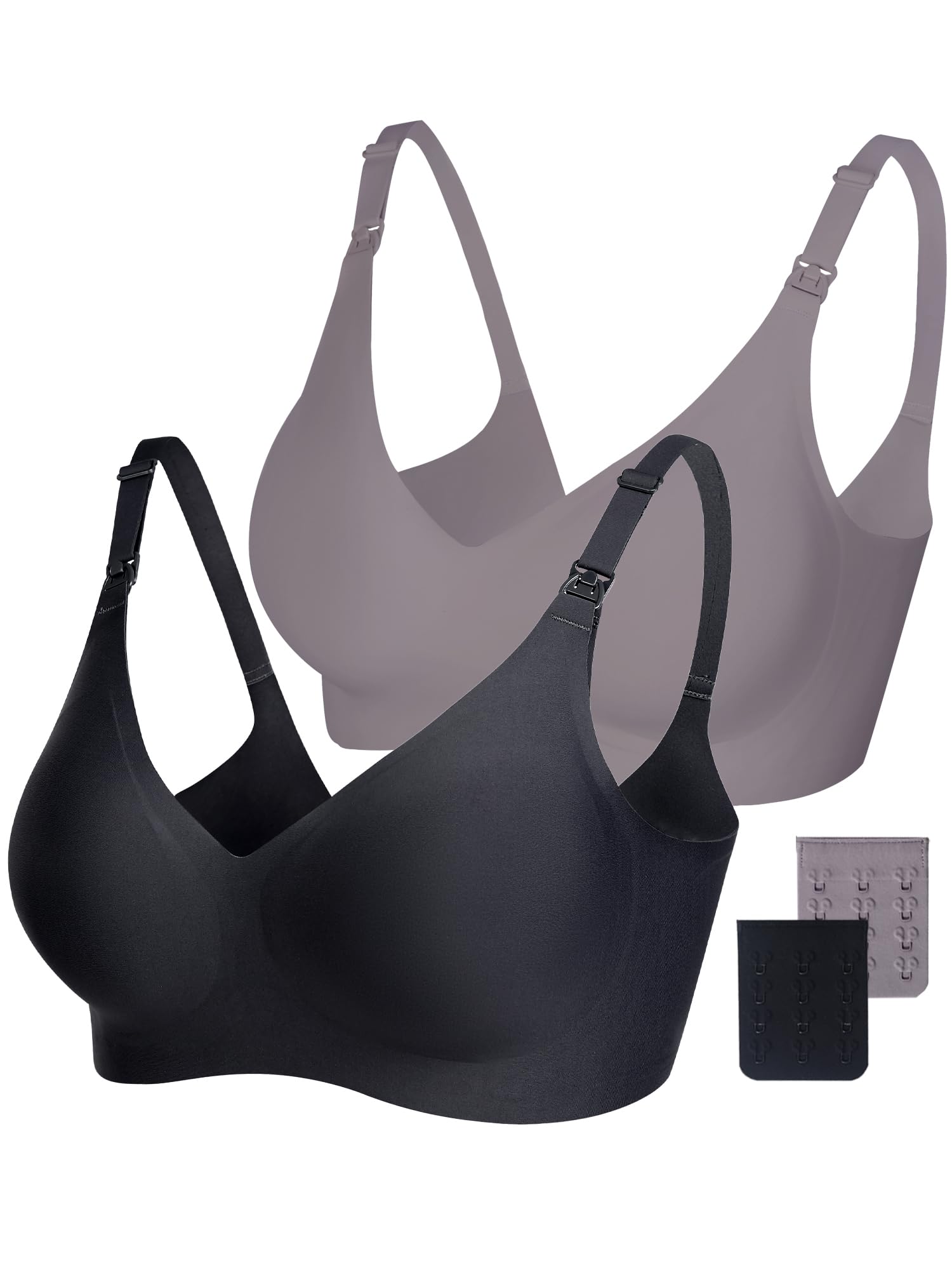 Vinfact Smooth Nursing Bras for Breastfeeding Seamless Maternity Bras for Pregnancy Wireless Bralette with Extra Bra Extender