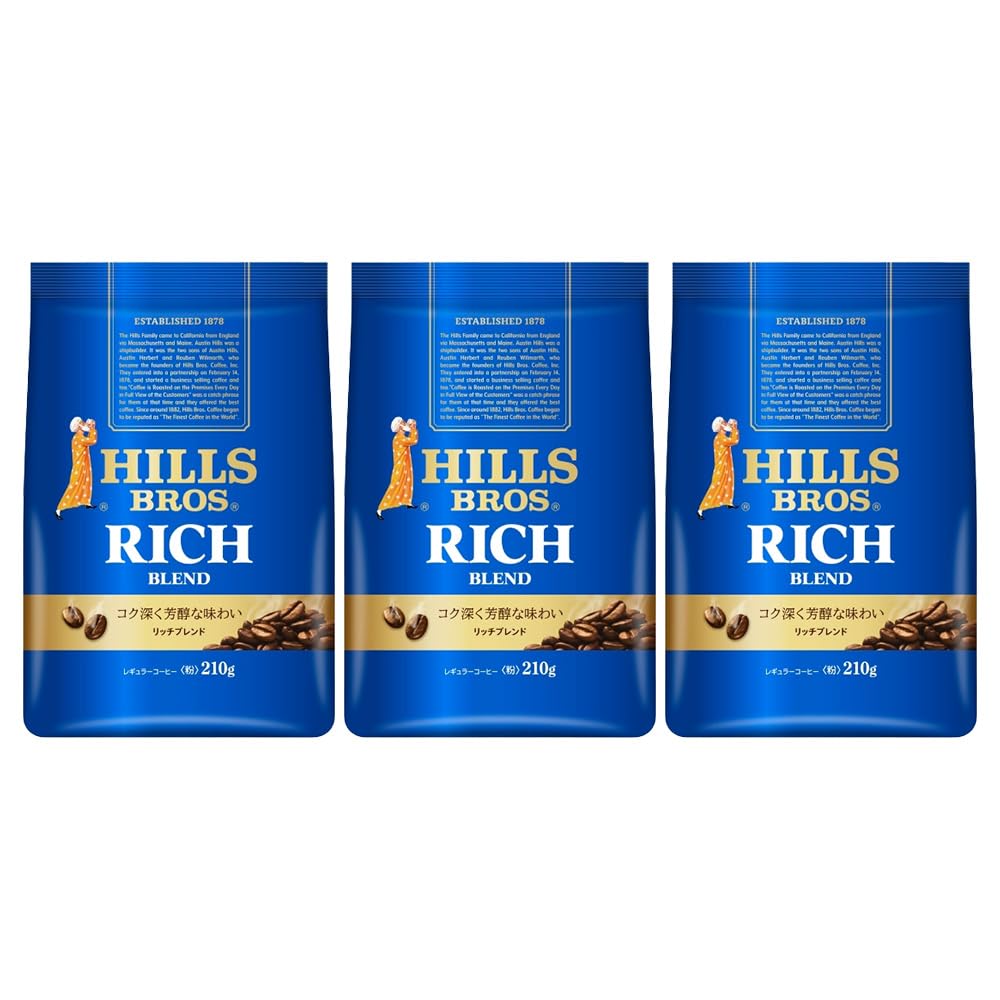 Amazon | リッチブレンド 粉 630g (210g×3個)【コーヒー粉】 | HILLS