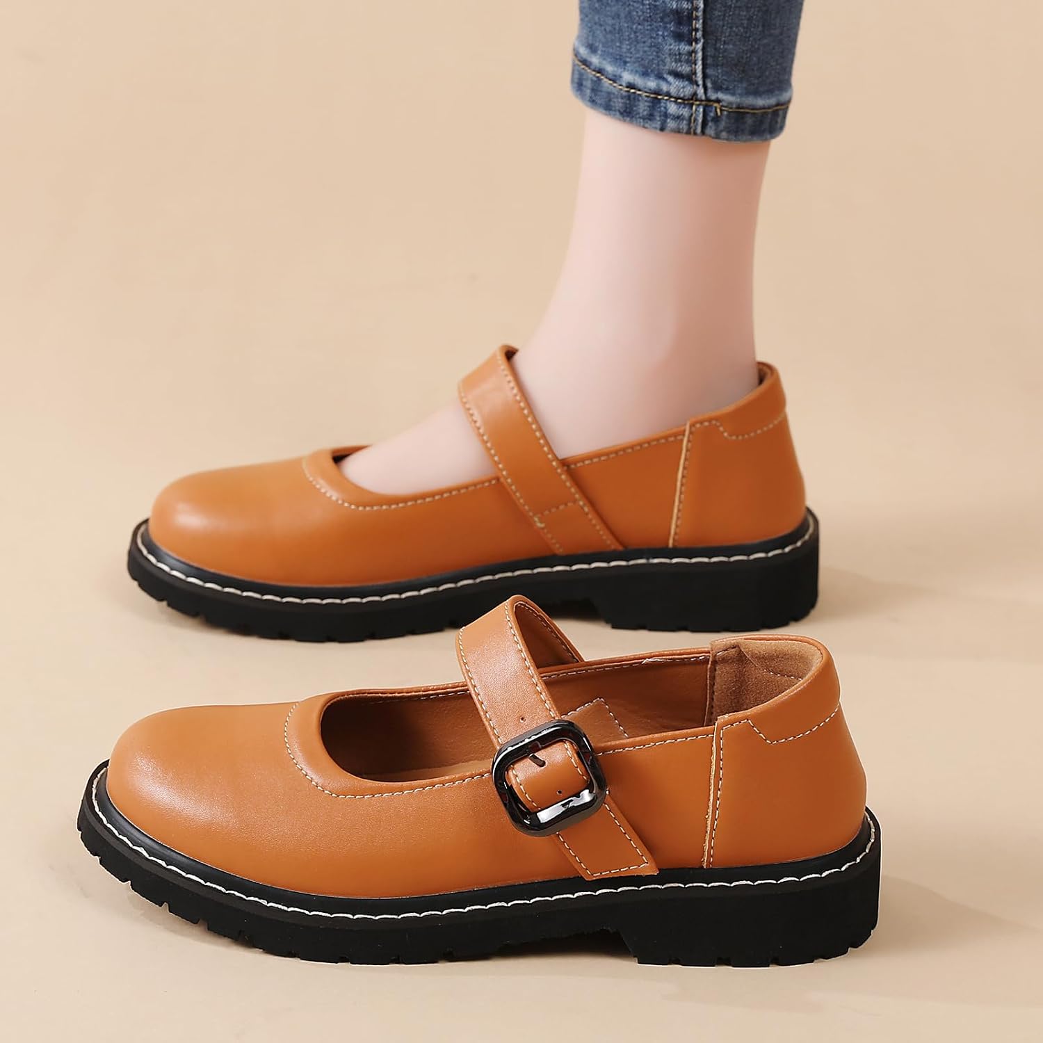 Women Mary Jane Shoes Platform Comfort Plain Toe Work Oxfords Dress Shoes