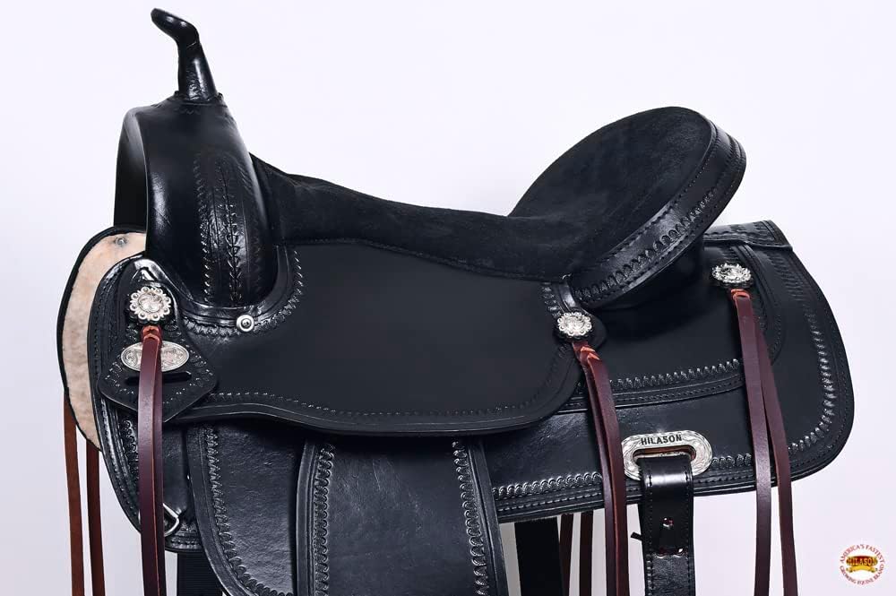 HILASON Western Horse Saddle American Leather Flex Tree Trail & Pleasure Black | for Horses