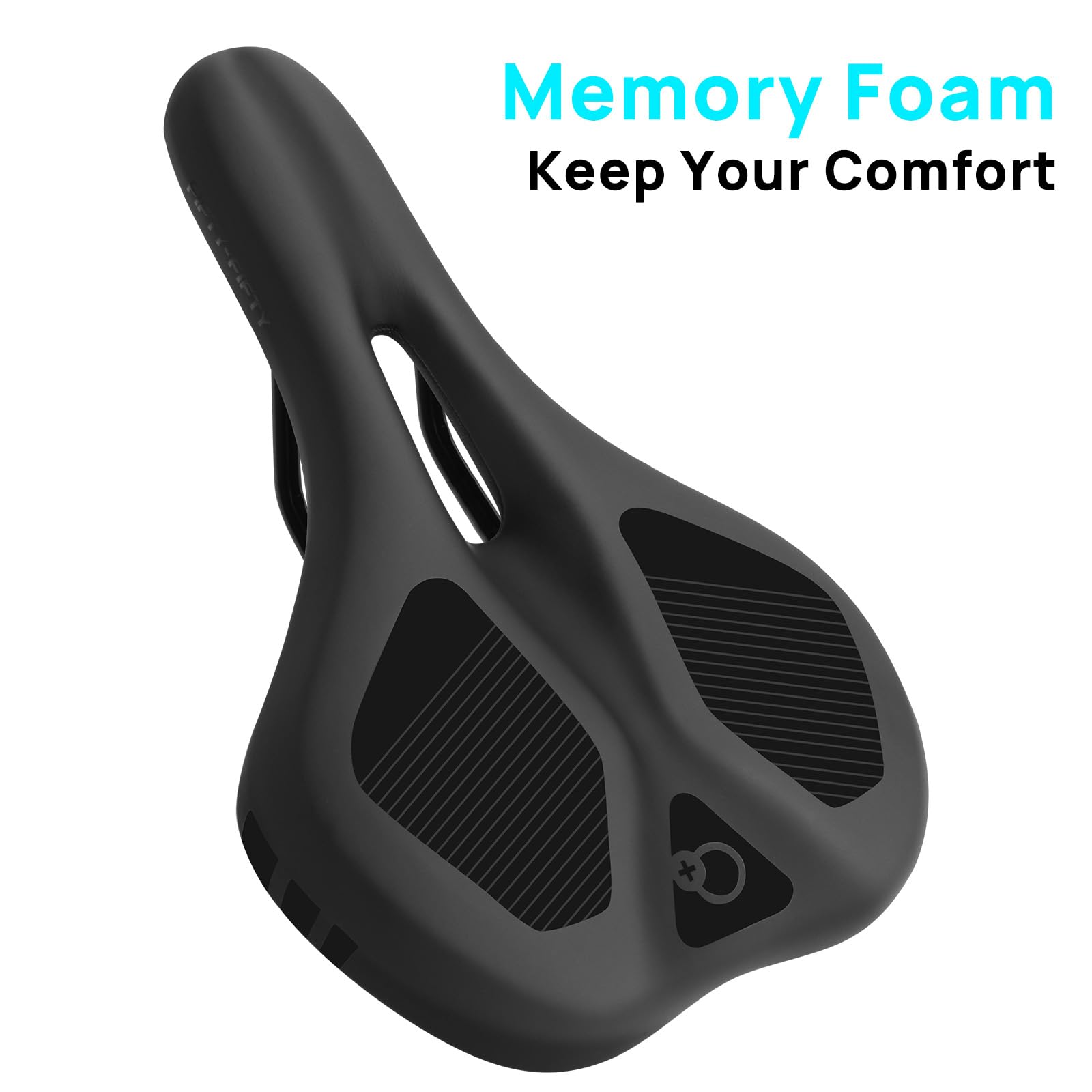 FIFTY-FIFTY Mountainbike Sattel, Bequemer Memory Foam Gepolsterter Fahrradsitz, Atmungsaktiv Wasserdicht Fahrradsattel für Herren und Damen, Kompatibel mit MTB, Rennrad, E-Bike