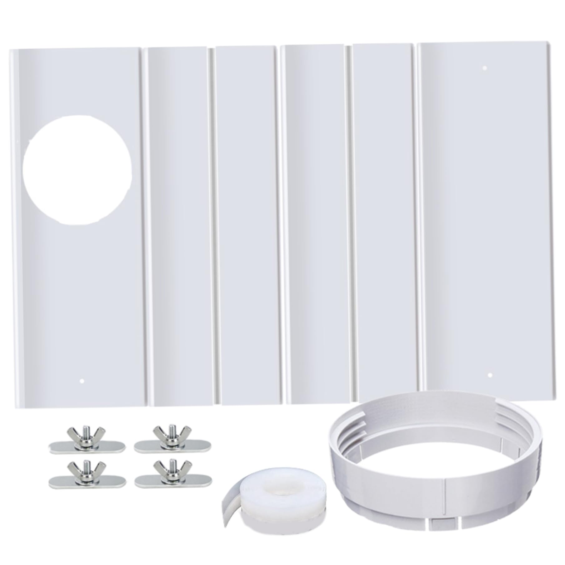 Kit di ventilazione per finestra CA portatile da 4 pezzi/set Kit di guarnizione per finestra CA regolabile 4 in 1 per diametro 5, 9 e 5, 1..Tubo di scarico, guarnizione in plastica per condizionatore