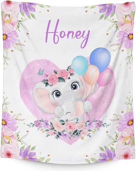 Elephant Blanket Gifts - 50"x60" Cute Throw for Women Girls - Purple Soft Fuzzy Blankets for Bed, Couch & Living Room
