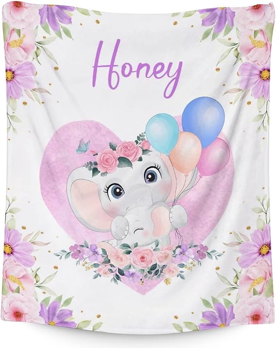 Elephant Blanket Gifts - 50"x60" Cute Throw for Women Girls - Purple Soft Fuzzy Blankets for Bed, Couch & Living Room
