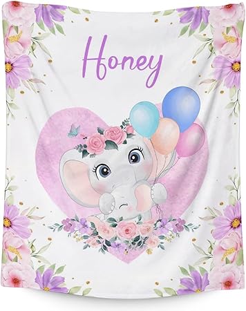 Elephant Blanket Gifts - 50"x60" Cute Throw for Women Girls - Purple Soft Fuzzy Blankets for Bed, Couch & Living Room
