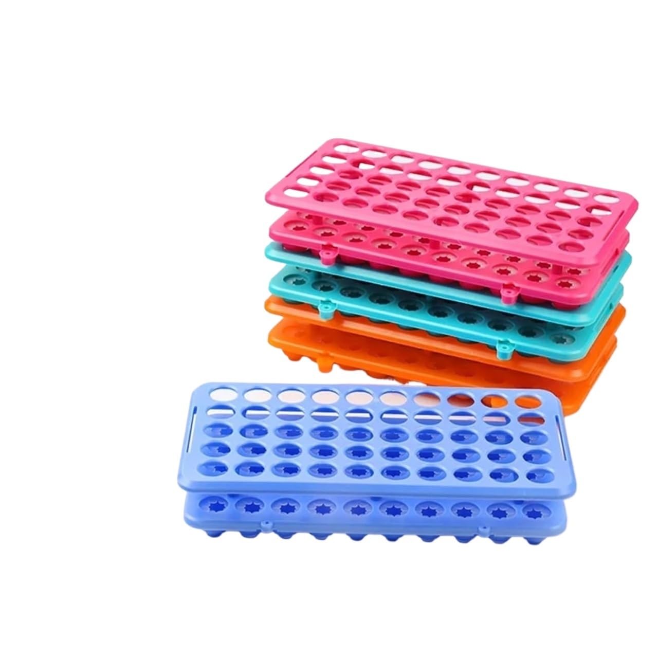 Test Tube Holder, 18mm 50-Hole Multicolor Test Tube Rack Centrifuge Freezing Pipe Holder(Blue)