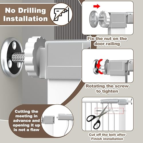 Miniatura 5 de Puerta de metal extra alta segura para mascotas y bebés de 41 pulgadas para puerta, puerta ancha montada a presión para niños con kit de expansión,