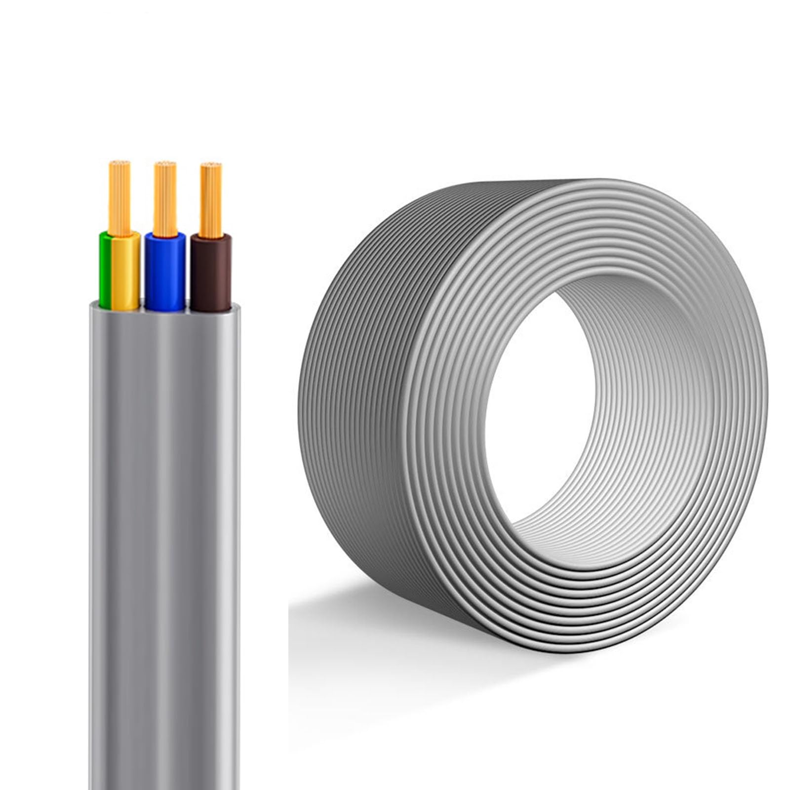 Cavo Elettrico Morbido Flessibile Piatto CCC Da 0,75 Mm² A 16 Mm² (YFFB) Cavo Di Prolunga In Rame Puro PVC Ignifugo A 3 Conduttori Da 320 Piedi for Gru, Attrezzature Industriali(1.50-3C mm²)