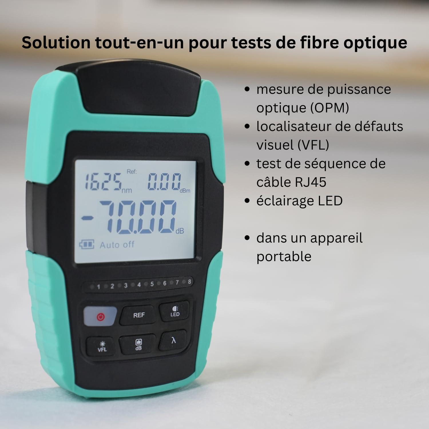 TM530 Compteur de puissance optique 4 en 1 haute précision avec batterie rechargeable testeur de fibre optique multifonctionnel avec VFL RJ45 Lumières LED