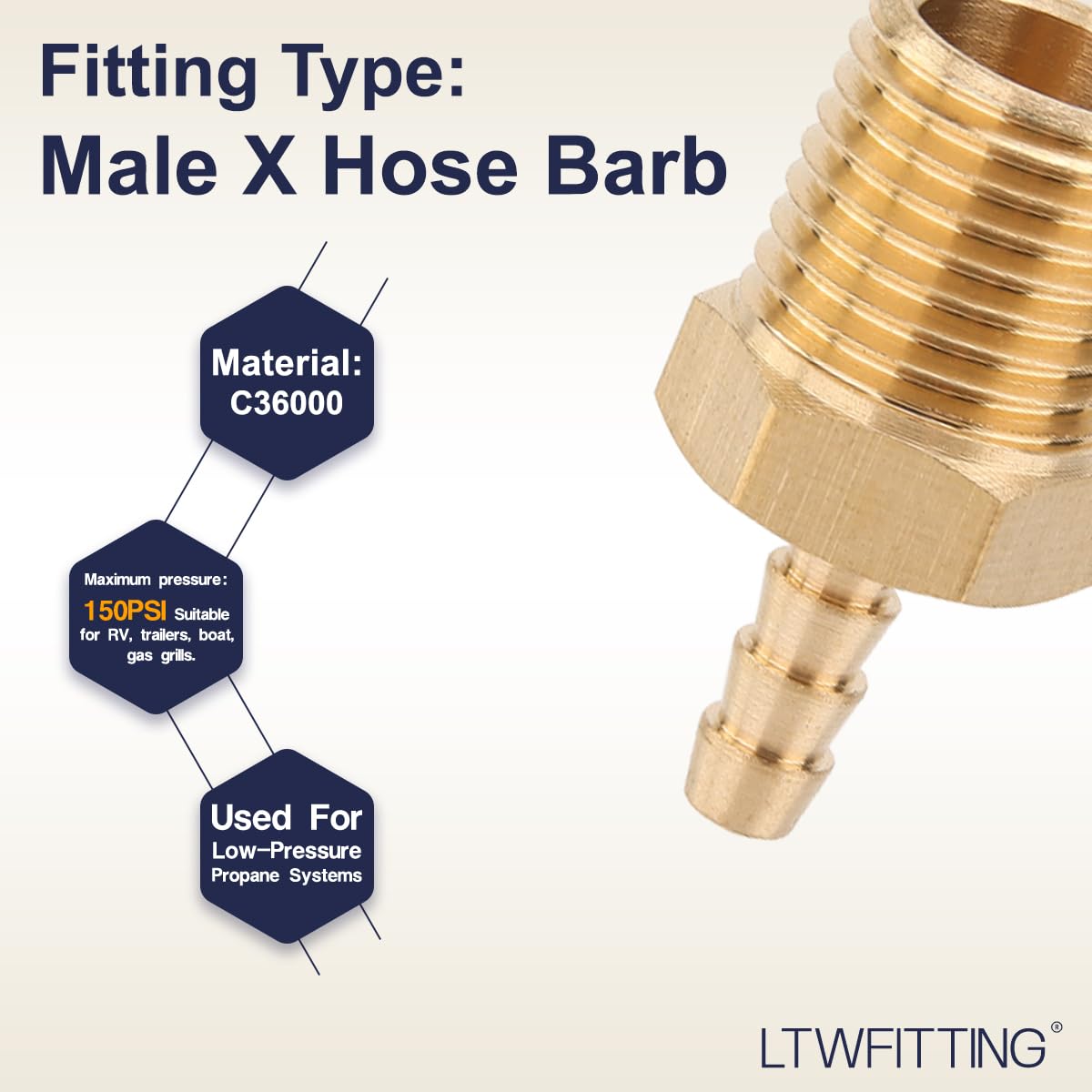 5 Stück Messing-Fittings Außengewinde R X 25 Mm Schlauch – Für Kraftstoff, Klimaanlage, Wasser, Luft